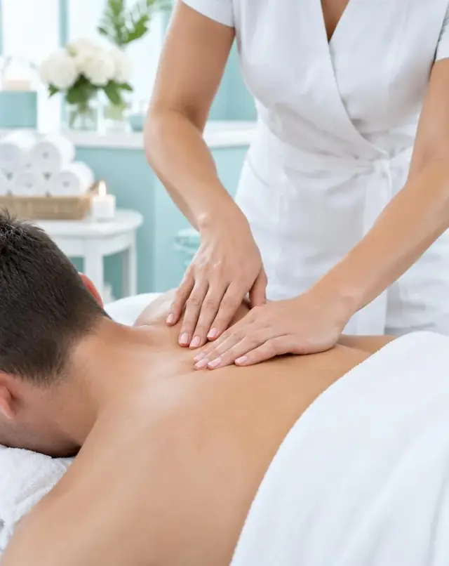 Boyun, Sırt ve Bel Masajı deneyimini yansıtan spa görseli